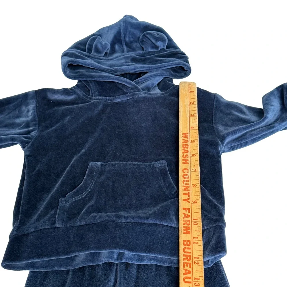 Kate Quinn Navy Blue Velour Organic Cotton Hoodie and Joggers Bear Ears 12-18M